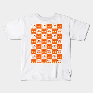 Frenchies with Glasses Pattern Orange Kids T-Shirt